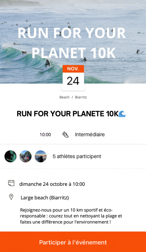 évènement strava run for your planet