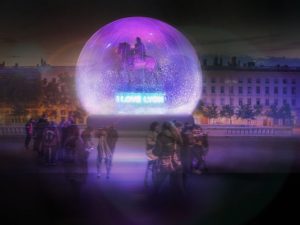 photo de la boule de neige bellecour fête des lumières 2024